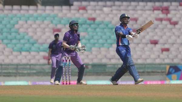 Shikhar Dhawan in action during DY Patil Blue vs CAG DY Patil T20 Cup 2024 Quarter-Final