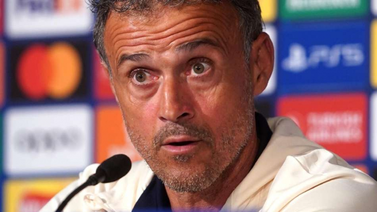 Paris St Germain manager Luis Enrique during a press conference