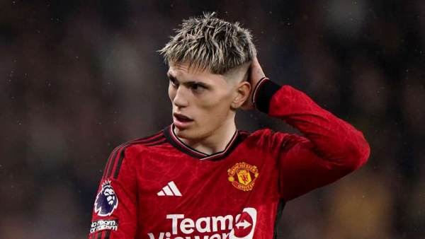 Manchester United winger Alejandro Garnacho pictured has been spoken to by manager Erik ten Hag about his social media use