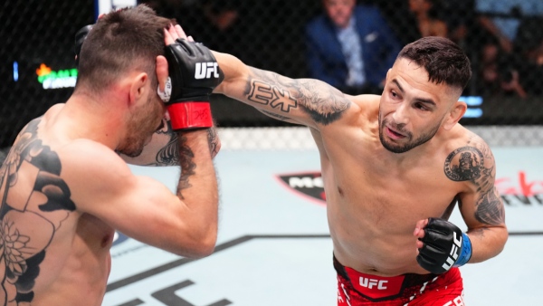 R-L Alex Perez punches Matheus Nicolau during UFC Vegas 91 headliner Photo by Chris Unger Zuffa LLC via Getty Images