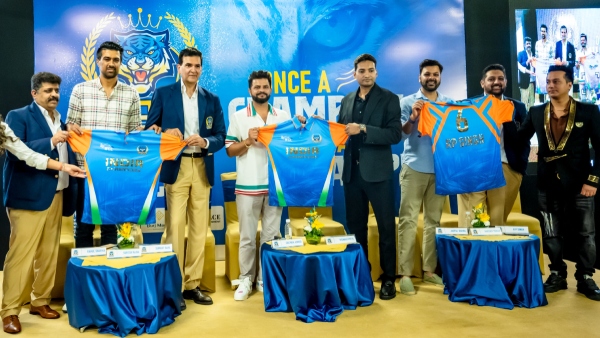 World Championship of Legends India Champions Suresh Raina RP Singh Rahul Sharma and Team Owners Unveil Official Jersey
