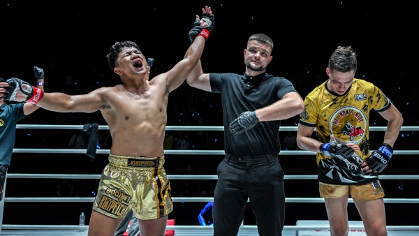Yodphupa Winamair left reacts after victory over Sonner Sen at ONE Friday Fights 63 Image ONE Championship
