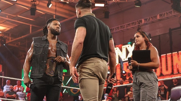 Title match announced on NXT main event segment image courtesy WWE com