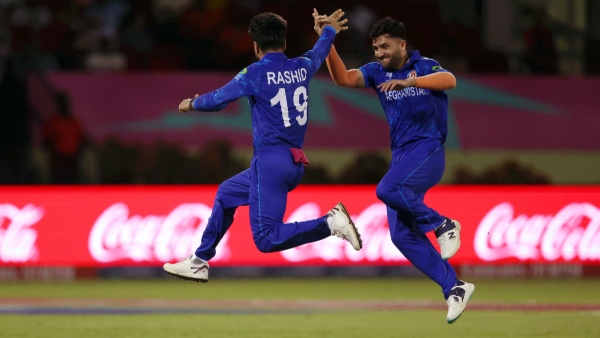 Rashid Khan left celebrates after a dismissal in Afghanistan s win over New Zealand Image ACBOfficial X Handle Rashid Khan left celebrates after a dismissal in Afghanistan s win over New Zealand Image ACBOfficial X Handle