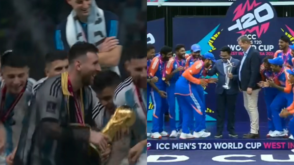 Rohit Sharma Imitates Lionel Messi Celebration Rohit Sharma Imitates Lionel Messi Celebration