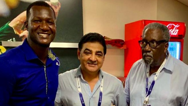 Daren Sammy Ajay Sethi and Clive Lloyd