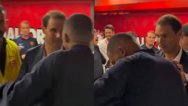 Kylian Mbappe gifts shirt to Rafael Nadal