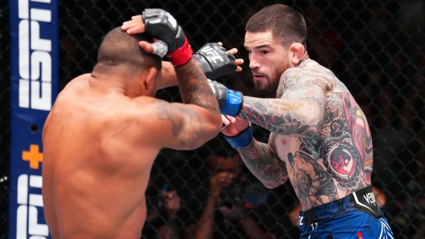 R-L Sean Brady punches Gilbert Burns during the UFC Vegas 97 headliner Photo by Chris Unger Zuffa LLC via Getty Images