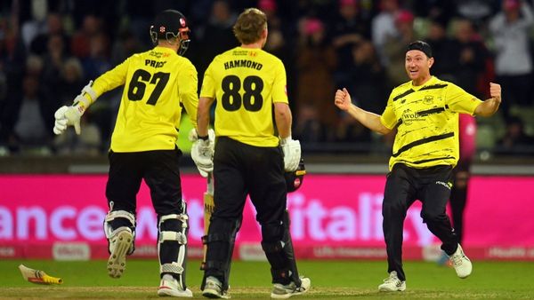 Gloucestershire celebrate their first-ever Vitality Blast win Image Courtesy Gloscricket X Handle