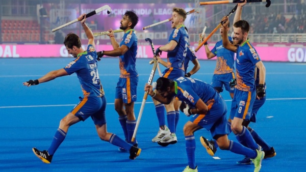 Vedanta Kalinga Lancers celebrate during their win over Team Gonasika Image Courtesy HIL