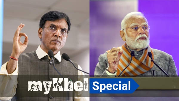 Sports Minister Mansukh Mandaviya and Prime Minister Narendra Modi