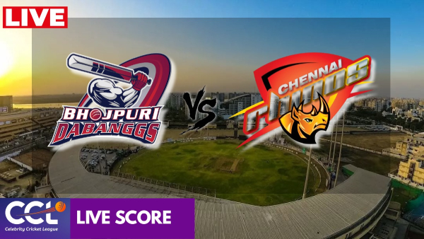 CCL 2025 Live Score  Bhojpuri Dabanggs vs Chennai Rhinos