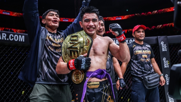 Joshua Pacio reacts after defending ONE Strawweight crown at ONE 171 Image Courtesy ONE Championship Media