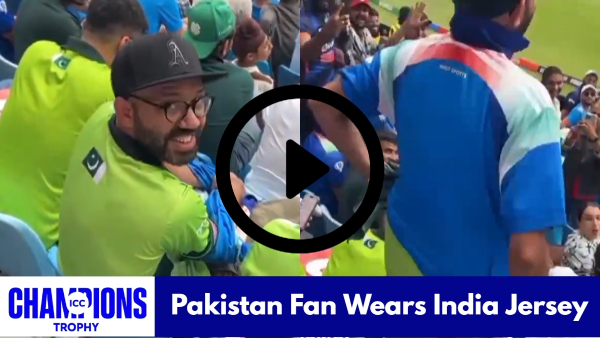 Champions Trophy 2025 viral video of Pakistan fan wears India jersey