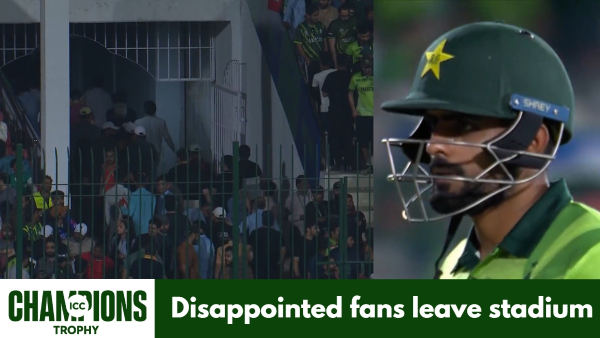 Pakistan fans disappointed stadium Babar Azam Champions Trophy 2025