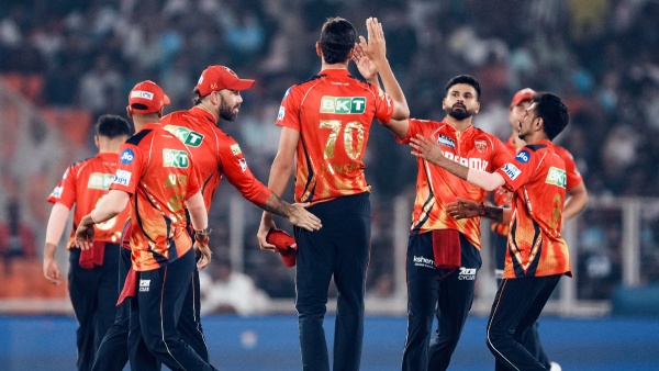 Punjab Kings players celebrate during their IPL 2025 opening match victory over Gujarat Titans