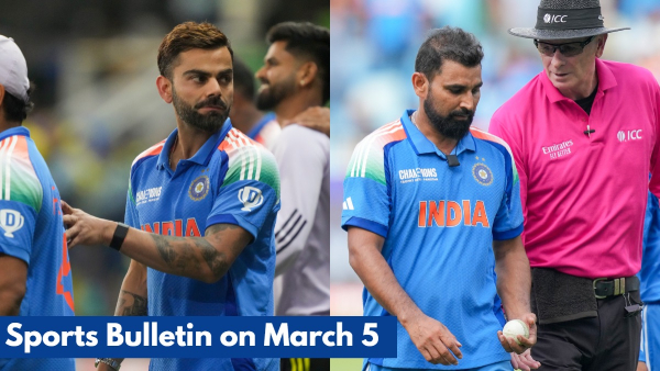 Sports Bulletin on March 5 Virat Kohli Mohammed Shami