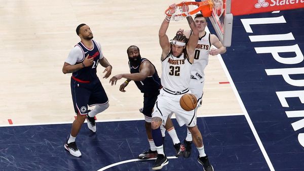 Gordon and Jokic Celebrate Historic Dunk