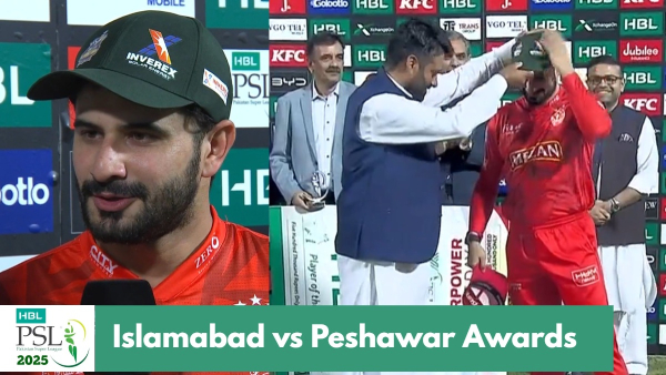 Islamabad United vs Peshawar Zalmi Man of The Match Award Winners PSL 2025 match 5