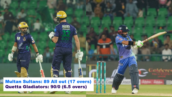 Quetta Gladiators vs Multan Sultans Gladiators crush Sultans by 10 wickets after Khurram s 4-for and fiery fifties