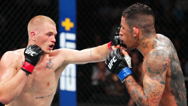 Ian Machado Garry left punches Carlos Prates during UFC Kansas City 2025 headliner Image Courtesy UFC Media