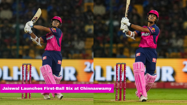 IPL 2025 Yashasvi Jaiswal Creates History with First-Ball Six at Chinnaswamy Becomes First Non-RCB to Achieve Feat