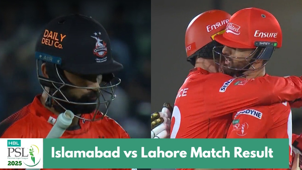 Yesterday PSL Match Result PSL 2025 Islamabad United vs Lahore Qalandars Yesterday PSL Match Result PSL 2025 Islamabad United vs Lahore Qalandars