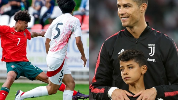 Cristiano Ronaldo Reacts as Son makes debut for Portugal Mom seen cheering at Ground