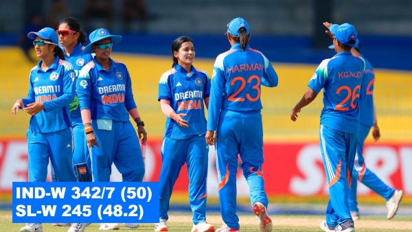 IND-W vs SL-W Smriti Mandhana shines Rana spins magic as India crush Sri Lanka by 97 runs to win Tri-Nation Series