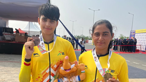 KIYG 2025 Rajasthan Cyclists Dominate Time Trials with 5 of 6 Medals on Ganga s Scenic Marine Drive