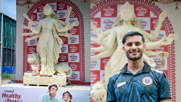 East Bengal Stars Celebrate Durga Puja with Unique Emami Atta Idol at Kolkata s Rajdanga Pandal