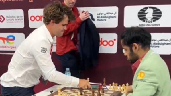 Watch Magnus Carlsen Slams Table in frustration as Arjun Erigaisi beats him in Blitz Championship