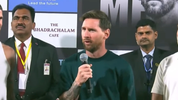 Lionel Messi gives Speech in Hyderabad seen in all Smiles at Rajiv Gandhi Stadium Here s What he Said