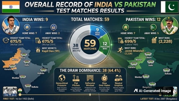 India-Pakistan Test Paradox 38 Draws in 59 Matches