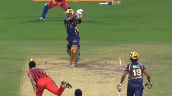 KKR vs LSG Ajinkya Rahane hits Six with Bat Flying Out of Hand at Eden Gardens - Watch