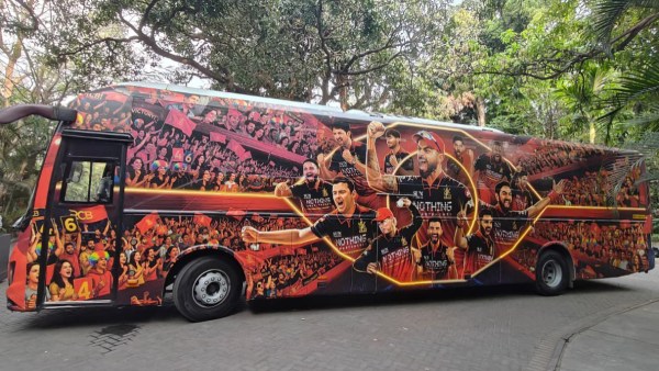 IPL 2026 RCB s Team Bus Celebrates 12th Man Army IPL 2026 RCB s Team Bus Celebrates 12th Man Army