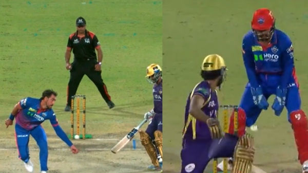 DC vs KKR Ajinkya Rahane Angkrish Raghuvanshi Suffer Misfortune as Knights Rocked in Run Chase - Watch