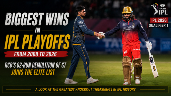 Biggest Wins in IPL Playoff History Where RCB s 92-Run IPL 2026 Demolition of GT Ranks Among All-Time Knockout Thrashings Biggest Wins in IPL Playoff History Where RCB s 92-Run IPL 2026 Demolition of GT Ranks Among All-Time Knockout Thrashings