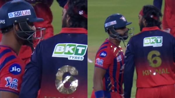 LSG vs RCB IPL 2026 Nicholas Pooran Krunal Pandya involved in Heated Spat in Lucknow - Watch