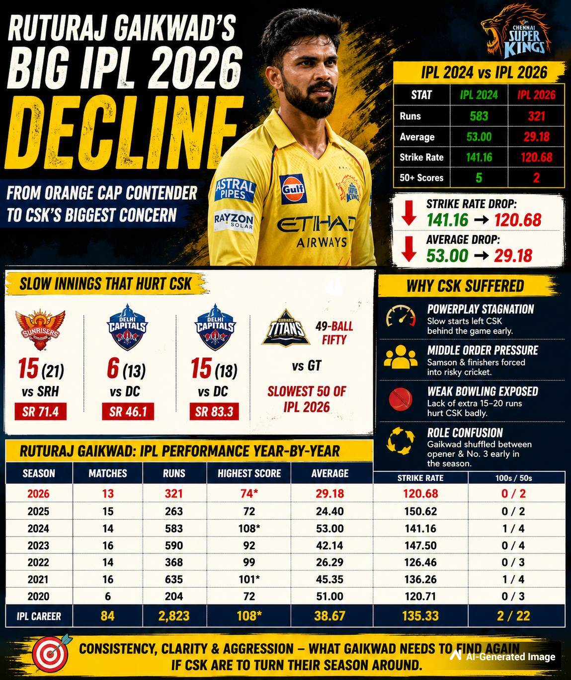 How Ruturaj Gaikwad s Statistical Slump Broke the CSK Blueprint