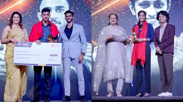 Neeraj Chopra and Parul Chaudhary at the AFI Awards ceremony