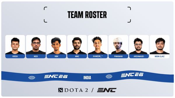 India rosters for ENC 2026 Dota 2 and MOBA