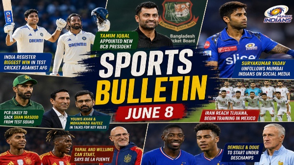Sports Bulletin June 8: India’s Record Test Win Against AFG, Tamim Takes Charge Of BCB & WC Teams Finalise Preparations