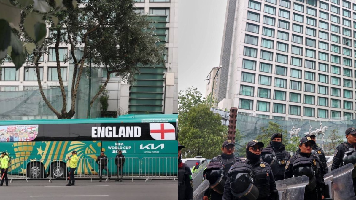 Riot Police Guard England Hotel in Mexico City After Hostile Reception Ahead of Mexico World Cup Clash Riot Police Guard England Hotel in Mexico City After Hostile Reception Ahead of Mexico World Cup Clash