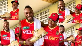 Golden Shoes: ರಸೆಲ್‌ಗೆ ಗೋಲ್ಡನ್‌ ಶೂ ಗಿಫ್ಟ್‌ ನೀಡಿದ ಡ್ವೇನ್ ಬ್ರಾವೋ 
