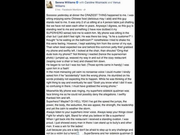 Serena Williams: 'Superhero' out side Tennis court?