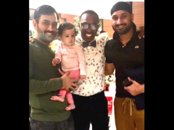 Virat Kohli Harbhajan Singh and Dwayne Bravo with MS Dhoni’s ‘cute and adorable’ daughter Ziva