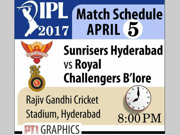 IPL 2017: Match 1: RCB win toss, field first against SRH