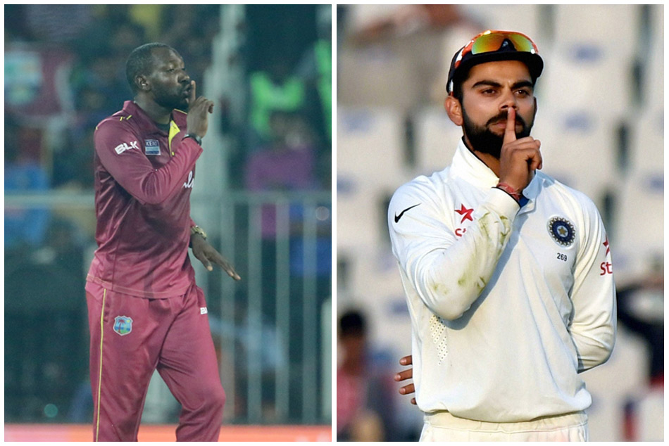 Kesrick Williams Does Shush Gesture After Dismissing Virat Kohli Kesrick Williams Does Shush Gesture After Dismissing Virat Kohli