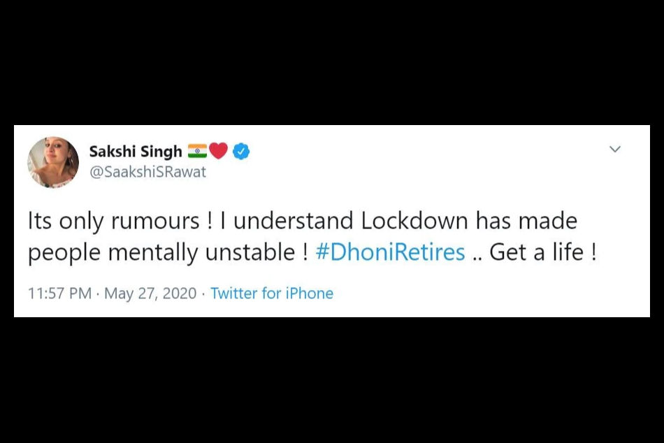Sakshi reacts sharply to Dhoni Retires and then deletes tweet